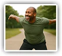 Man stretching outdoors